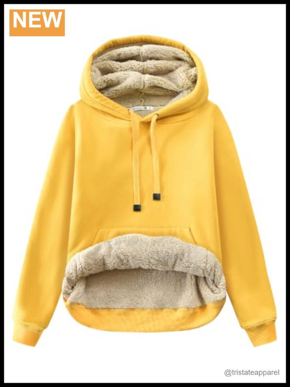 Sherpa Lined Cotton Pullover Hoodie Kangaroo Pocket Long Sleeve Winter